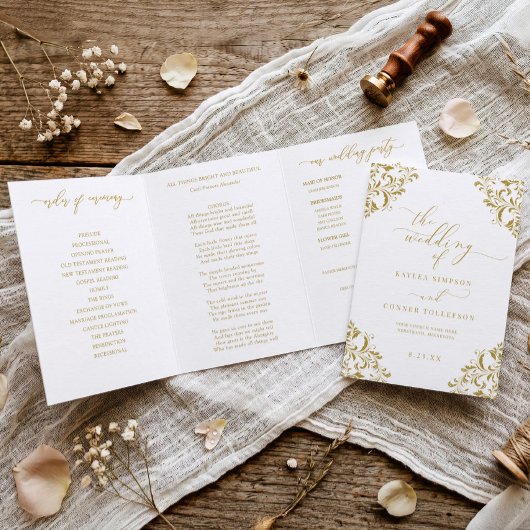Trois Volets Élégant Livret de Programme de Mariage Triptyque e