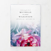 Trois Volets Floral Turquoise rose Abstrait Memorial Programme (Page de couverture)