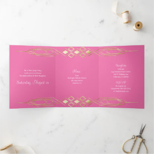 Trois Volets Glam Gold Quinceanera Party Invitation