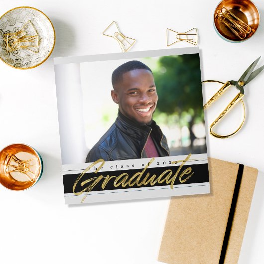 Trois Volets Golden Graduate Multi Photo Tri-Fold Faire-part