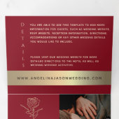 Trois Volets Invitation à un mariage triplé rouge et or (Intérieur en premier)