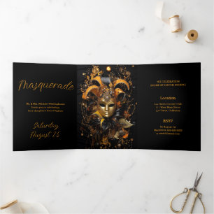 Trois Volets Invitation Colorée Masquerade Party
