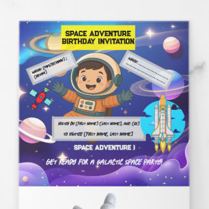 Trois Volets Invitation d'anniversaire de l'aventure spatiale -