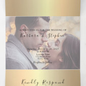 Trois Volets Invitation de mariage tri-pliée 3 en 1 en or (Intérieur au milieu)