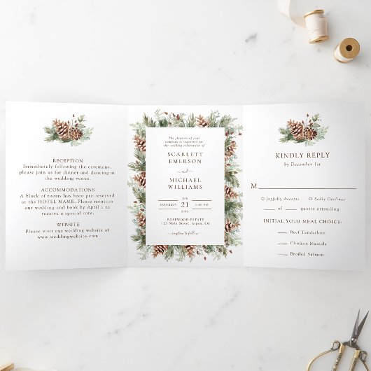 Trois Volets Invitation de mariage trifold d'hiver