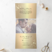 Trois Volets Invitation de mariage triptyque 3 en 1 en or (Intérieur)