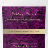 Trois Volets Invitation de mariage triptyque 3 en 1 violet avec (Intérieur en premier)