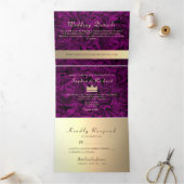 Trois Volets Invitation de mariage triptyque 3 en 1 violet avec (Intérieur)