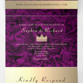 Trois Volets Invitation de mariage triptyque 3 en 1 violet avec (Intérieur au milieu)