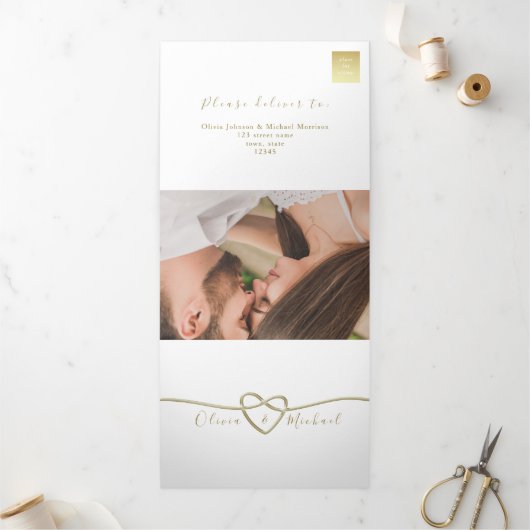 Trois Volets Invitation de mariage triptyque élégante simple (Extérieur)