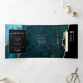 Trois Volets Invitation de mariage triptyque en agate sarcelle (Intérieur)