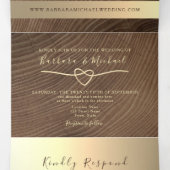 Trois Volets Invitation de mariage triptyque en bois 3 en 1 (Intérieur au milieu)
