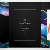 Trois Volets Invitation de mariage triptyque photo Galaxy Agate (Intérieur au milieu)