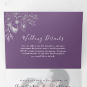 Trois Volets Invitation de mariage triptyque photo violet (Intérieur en premier)