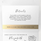 Trois Volets Invitation de mariage triptyque simple et élégante (Intérieur en premier)
