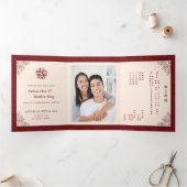 Trois Volets Invitation Double Xi Chinois Bilingue Triplé Maria (Intérieur)