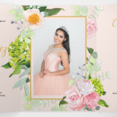 Trois Volets Invitation Quinceanera triplée de fleurs de Pêche (Intérieur au milieu)