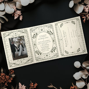 Trois Volets Invitation triplé Mariage gothique vintage de la c