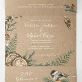 Trois Volets Invitation triplée du Mariage forestier rustique (Intérieur au milieu)