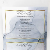 Trois Volets Invitation Triptyque Encre Abstraite Bleu Poussiér (Intérieur en premier)