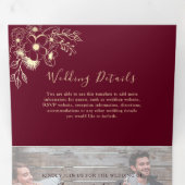 Trois Volets Invitation Triptyque Photo Bourgogne Doré (Intérieur en premier)