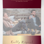 Trois Volets Invitation Triptyque Photo Bourgogne Doré (Intérieur au milieu)