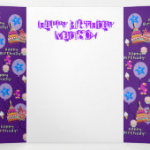 Trois Volets Joyeuse 5e carte d'anniversaire, #5 violet et jaun (Intérieur au milieu)