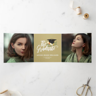Trois Volets Le Faire-part Tri-Fold Multi Photo Graduate