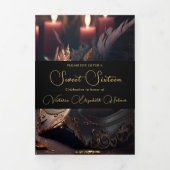 Trois Volets Midnight Masquerade Sweet 16 Party Invitation (Page de couverture)