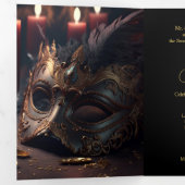 Trois Volets Midnight Masquerade Sweet 16 Party Invitation (Intérieur en premier)