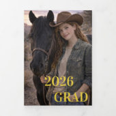 Trois Volets Modern Six Photo Unisex Graduation Invitation | (Page de couverture)