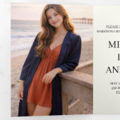 Trois Volets Modern Six Photo Unisex Graduation Invitation | (Intérieur en premier)