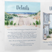 Trois Volets Nautical Beach Wedding Triplement Invitation (Intérieur en premier)