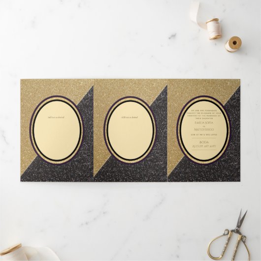 Trois Volets Nuestra Boda 6 pages Mariage espagnol Invitation (Extérieur)
