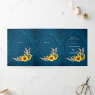 Trois Volets Nuestra Boda 6 pages Sunflower Mariage Invitation