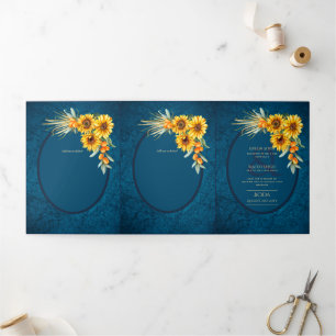 Trois Volets Nuestra Boda 6 pages Sunflower Mariage Invitation