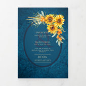 Trois Volets Nuestra Boda 6 pages Sunflower Mariage Invitation (Page de couverture)