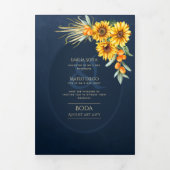 Trois Volets Nuestra Boda 6 pages Sunflower Mariage Invitation (Page de couverture)