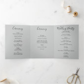 Trois Volets Peach & Grey Peony & Rose Floral Wedding Programme (Intérieur)