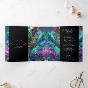 Trois Volets Plumes glamour Douceur 16 Invitation de fête