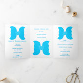 Trois Volets Programme de mariage Blue Angel Wings Coeur Design (Intérieur)