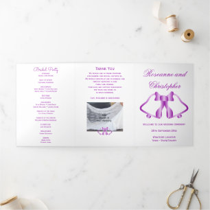 Trois Volets Programme De Mariage Cloches Violettes Et Ruban