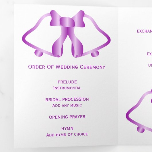 Trois Volets Programme De Mariage Cloches Violettes Et Ruban (Intérieur en premier)