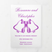 Trois Volets Programme De Mariage Cloches Violettes Et Ruban (Page de couverture)