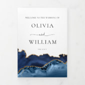 Trois Volets Programme de mariage de l'âge bleu et or de la Mar (Page de couverture)