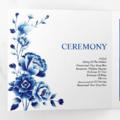 Trois Volets Programme de mariage de mariée à fleurs bleues (Intérieur en premier)