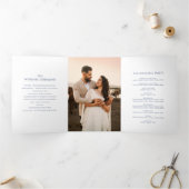Trois Volets Programme de mariage Fers à Cheval Ruban bleu phot (Intérieur)