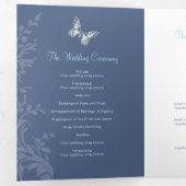 Trois Volets Programme de mariage papillons bleu foncé histoire (Intérieur en premier)
