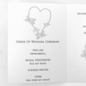 Trois Volets Programme de mariage Papillons cardiaques argentés (Intérieur en premier)