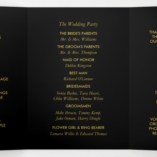 Trois Volets Programme de mariage Twilight Bokeh (Intérieur au milieu)